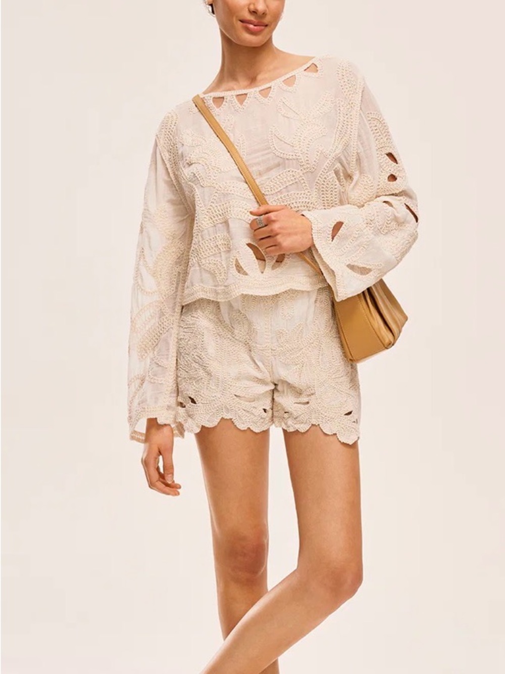 Commense Cream Lace Embroidered 2pc Set
